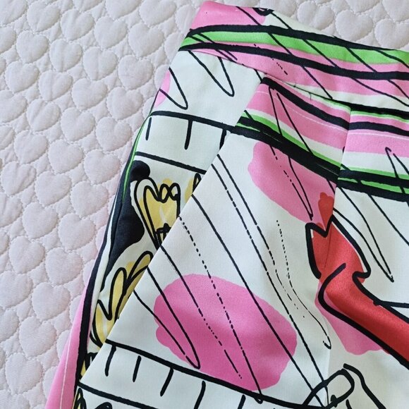 NWOT Moschino Pink Green Boxy Crest Crown Shorts for Women Size 10 Rare - Picture 3 of 7